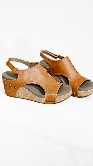 Carley Smooth Wedge Sandals | Cognac
