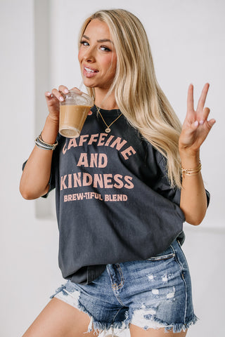Caffeine & Kindness Oversized Graphic Tee