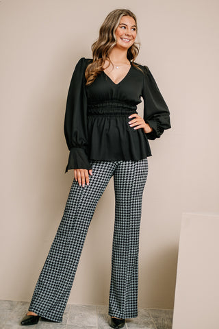 Victoria Houndstooth Wide Leg Pants