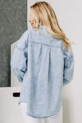 Down For Denim Button Up Top
