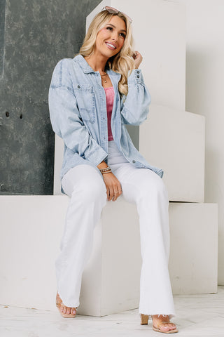 Down For Denim Button Up Top