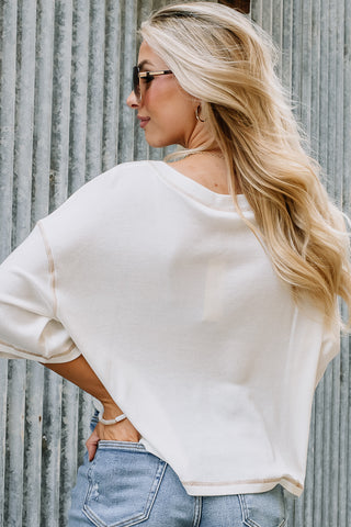 Just Enough V Neck Cropped Top | White