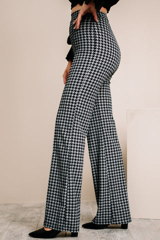Victoria Houndstooth Wide Leg Pants