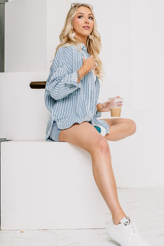 Hard To Handle Striped Button Down Top