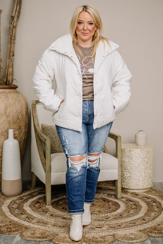 Here To Stay Puffer Jacket | White