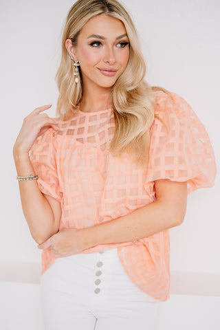 Just Peachy Gingham Style Top