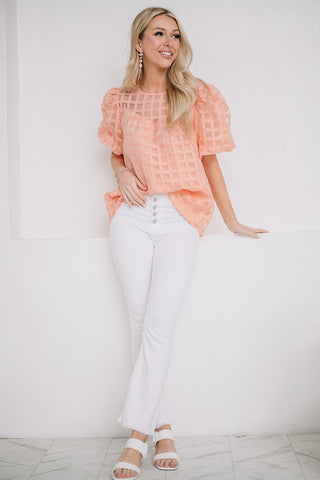Just Peachy Gingham Style Top