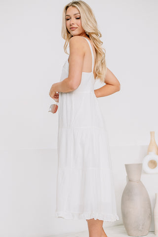 Octavia Flowy Midi Dress | White