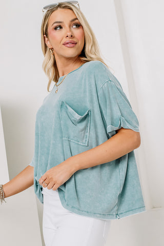 Off The Cuff Ribbed Top | Blue