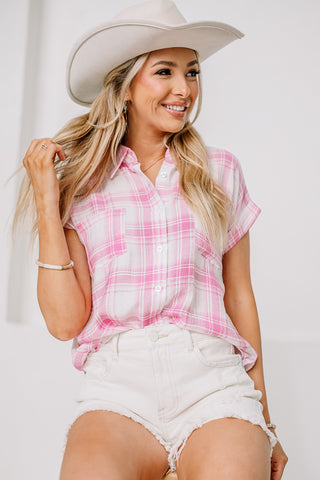 Plaid To Be Here Button Up Top