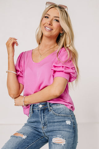 Steal The Show Balloon Sleeve Top | Pink