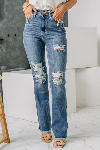 Stevie Distressed Bootcut Jeans