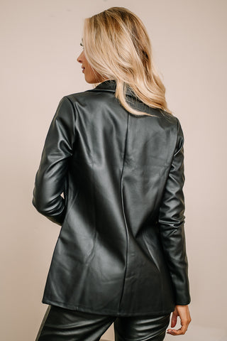 The Sonia Faux Leather Blazer | Black