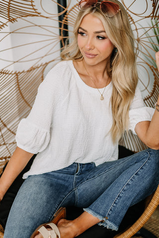 Take Your Time Textured Top | White