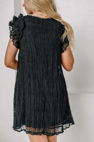 Time To Shine Textured Mini Dress | Black