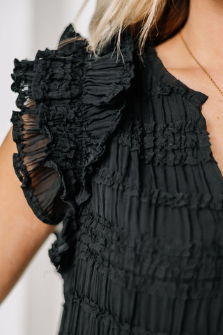 Time To Shine Textured Mini Dress | Black