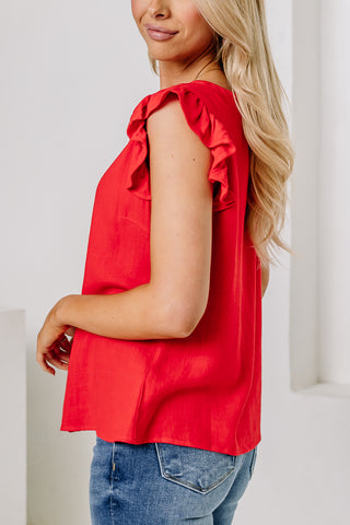 Top Of The World Linen Top | Red