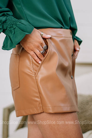 Keep The Story Going Faux Leather Skort