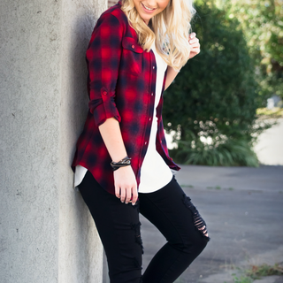 Plaid top with black jeans blog