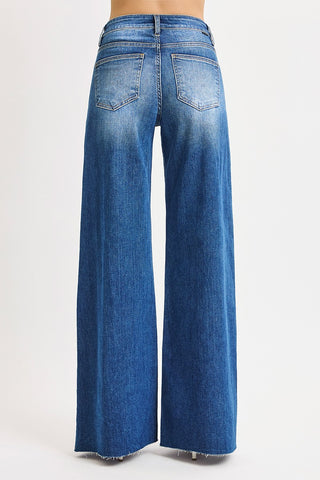 Tummy Control High Rise Ankle Palazzo Jeans