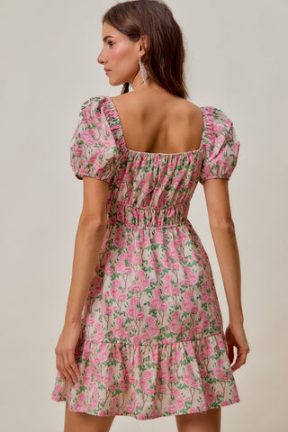 cotton floral mini dress Kara floral-print cotton mini dress, M / Pink