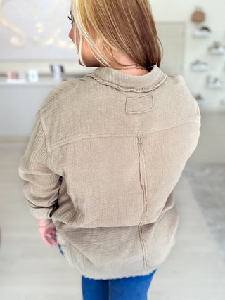 Layered Up Gauze Top {Khaki}