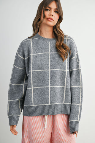 Checked Out Crew Neck Sweater