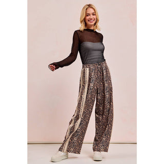 Lace Contrast Cheetah Track Pants