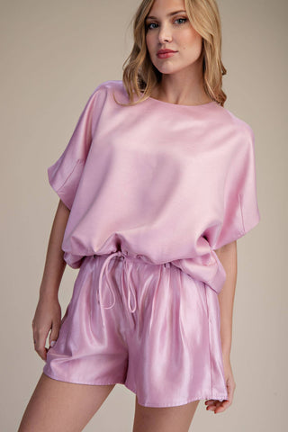 Dull Satin Drawstring Top