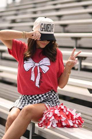 Red Game Day Bow Graphic Tee