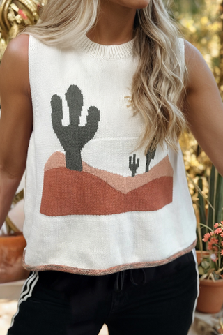 Western Oasis Loose Sweater Vest