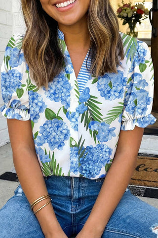 Floral Print Patchwork Top