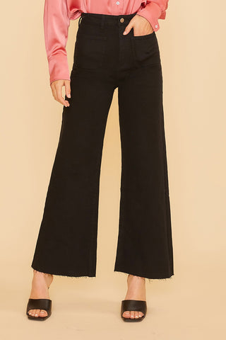 Stretchy Wide Legs Jeans (Black)