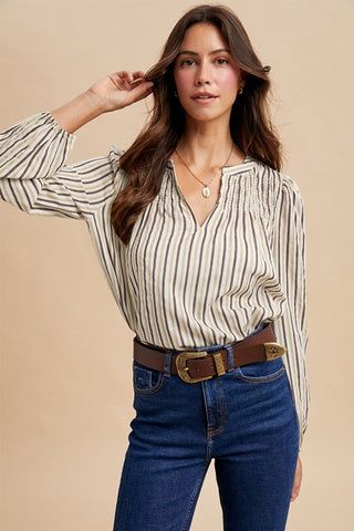 Top Notched Stripe Top