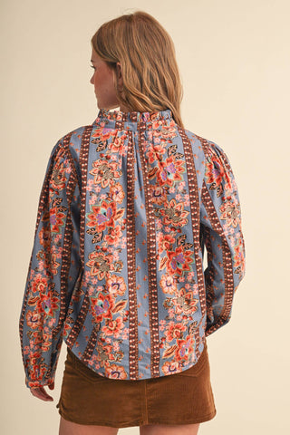 Floral Borders Button Up Top