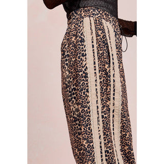 Lace Contrast Cheetah Track Pants
