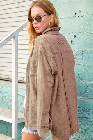 Layered Up Gauze Top {Khaki}