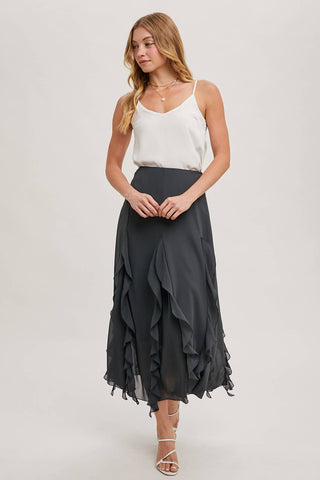 Chiffon Ruffled Maxi Skirt