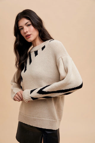 Bias Stripe Panel Sweater Top