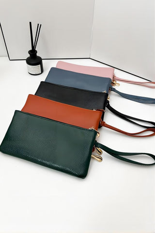 Vegan Leather Triple Zip Wrist Wallet Clutch Purse
