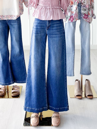 Belted Tummy Control Wide Leg Jeans