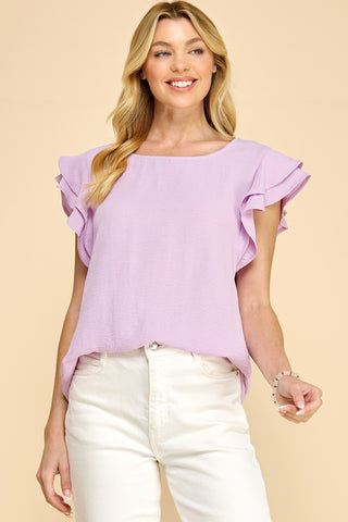 Lavender Moments Flutter Sleeve Top
