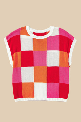 Color Block Cap Sleeve Top | Fuchsia
