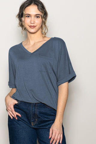Soft Touch Boyfriend Top {Blue}