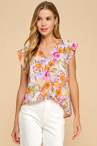 Floral Flirtations Cap Sleeve Top