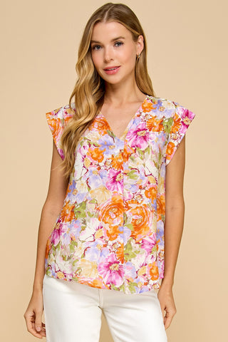 Floral Flirtations Cap Sleeve Top