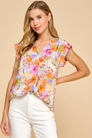 Floral Flirtations Cap Sleeve Top