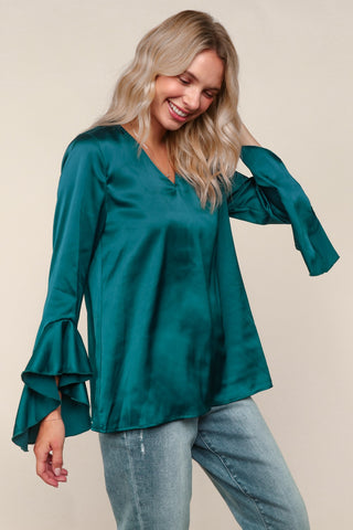 Chasing Waterfalls Satin Top {Teal}
