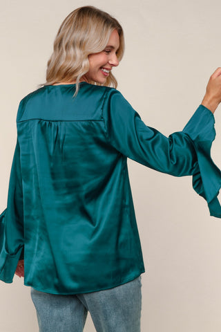 Chasing Waterfalls Satin Top {Teal}