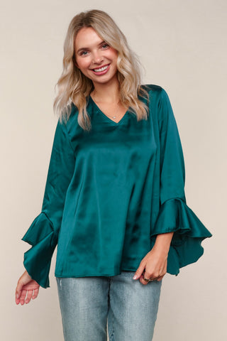 Chasing Waterfalls Satin Top {Teal}